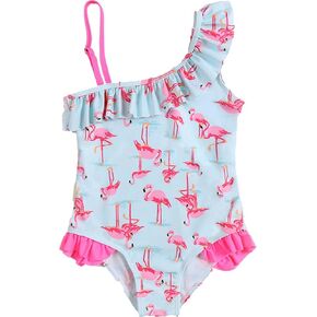 HILEELANG Baby Toddler Girls' One-Piece Swimsuit Ruffles Design Swimwear