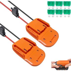2pcs محول عجلة الطاقة لـ Ridgid AEG 18V Hyper Battery DIY ، مع محطة Fuse & Wire ، وأسلاك قياس 14 ، وزر 30AMP ، وزر التبديل ، لشاحنات RC DIY ، ألعاب RC ، الروبوتات