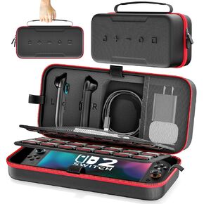 Switch 2 Case for Joycon 2 & Charger ، حالة حمل قشرة صلبة لـ Nintendo Switch 2 (2025) ، حقيبة حقيبة سفر محمولة واقية مع 28 فتحات لعبة لأرقام ألعاب Nintendo Switch التفاعلية