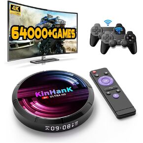Kinhank Retro Video Game Console Built in 64000+ Games,Super Console X Max Emulator Console,EmuELEC 4.3/Android 9.0/CoreE 3 Systems All in 1,4K HD/AV Output,2.4G+5G Dual WiFi,BT 4.0,Best Gift