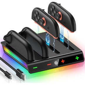 Charging Dock for Nintendo Switch 2 Joy Con Controllers, Switch 2 JoyCon Charger Charging Station with Magnetic Base, RGB Indicator & Smart Protection