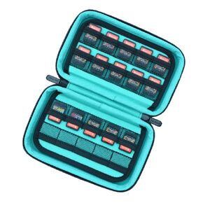 Jun Xuan Game Card Storage Case for Nintendo Switch Games - Black/Turquoise