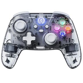 momen Wireless PC Gaming Controller for Switch 2 Pro/Steam Deck Game with Paddles, Hall Effect Joysticks & 2.4G Dongle, Clear Bluetooth Gamepad for Windows/Android/iPhone