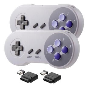 KIWITATA 2 Pack Wireless Controller for SNES Original Console, 2.4ghz Rechargeable Wireless SNES Remote PC Game Pad Controller for Super SNES Entertainment System &Windows XP& Raspberry Pi