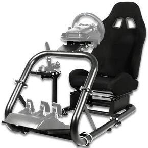 Anman G27 (Stability Series) Pro Adjustable Driving Racing Simulator Cockpit with Black Chair Fits for Logitech G29 G920 G923,Thrustmaster T300RS,Fantec T3PA TGT, Wheel & Pedals Not Included