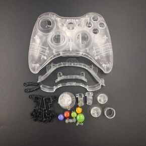 Housing Shell Joystick Housing Case Cover Skin with Thumbsticks Button Kit Replacement for Xbox 360 Wireless Controller (Clear White)