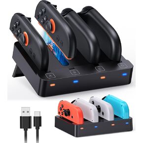 [Switch1/2 Universal] Controller Charger, FYOUNG Charging Dock for Nintendo Switch 2, Portable Charger Staion Base for Joy Con 2 Organized Accessories Display Stand with a USB Type-C Charging Cord