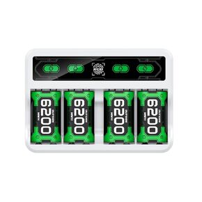Rechargeable Battery Pack for Xbox Series X/S with Touch Sensor Switch Light Strip, Mocagen Charger Battery for Xbox One/One S/X/Elite Controller, 4 Pack 6200mWh