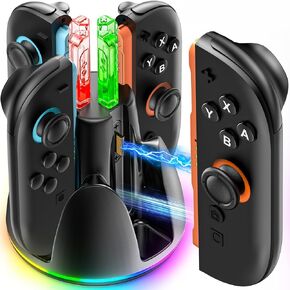 Switch 2 Controller Charging Dock with Strong Magnetic for Nintendo Switch 2 JoyCon (2025), 4 in 1 Fast Charge Station for Nintendo Switch Game Joy Con 2 Controller Charging Accessories Kit
