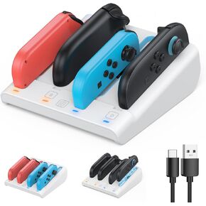 [Switch 1/2 Compatible] FASTSNAIL 8-in-1 Charging Dock for Nintendo Switch2 & Switch/OLED for Joy-Con2, Dual-Direction Magnetic Fast Controller Charger Station Stand for Switch2 Joycon Sega Gear