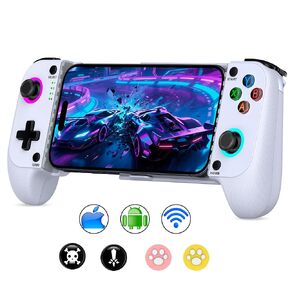 Mobile Game Controller for iPhone/Android, Wireless Phone Controller Support Phone Case, Gaming Controller with Hall Joystick Suitable for Xbox Game Pass, Steam Link, Roblox, Call of Duty & More, White