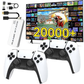 Wireless Retro Game Console, Retro Game Stick with Built-in 23 Emulators, 64GB,20,000+ Games, 4k Hdmi Output, and 2.4GHz Wireless Controller, Plug and Retro Play Video Games for TV（White）