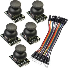 5pcs Dual Axis XY Joystick Module Game Control Lever Sensor Game Button Controller Breakout Shield Joystick Analog Thumb Stick KY-023 with Dupont Jumper Cable Line for Arduino PS2 Switch