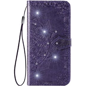 Leather Wallet Case for Moto G6, Flip Case Leather with Kickstand,Folio Magnetic Closure Protective Cover with Card Slots for Motorola Moto G6 / Moto 1S - DESD031120 Purple