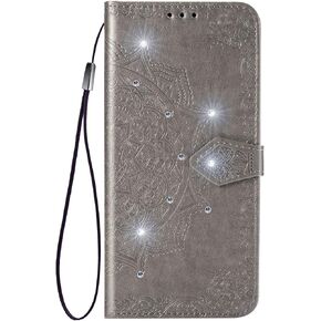Leather Wallet Case for Moto G6, Flip Case Leather with Kickstand,Folio Magnetic Closure Protective Cover with Card Slots for Motorola Moto G6 / Moto 1S - DESD031117 Grey