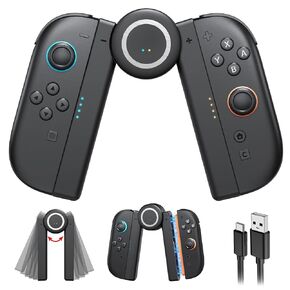FASTSNAIL Charging Grip for Nintendo Switch 2(2025), Magnetic Grip Controller with 5 Adjustable Rotation Positions for Joycon 2, Play While Charging with LED Indicator & 1.5m/4.9ft Charger Cable