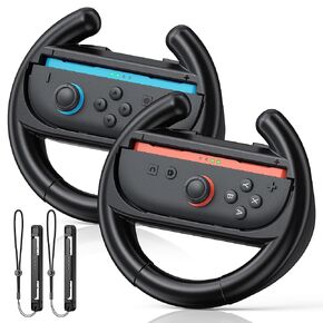 [كلاهما للتبديل 2 و 1] قبضة عجلة القيادة Fyoung لـ Nintendo Switch 2/1/OLED ، وملحقات السباقات المريحة لـ Joy Con & for Joycon 2 ، لماريو كارت 8 ألعاب Deluxe Switch Black in Kuwait