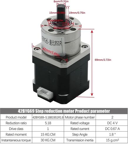 NEMA17 42BYG MICRO HIBRID HYBRID STEPRET مع نسبة 5.18 27 علبة تروس مخفض الكوكب لآلة الدمية (42BYG92-27) in Kuwait