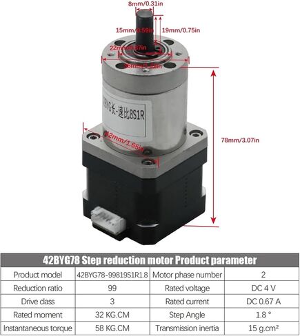 NEMA17 42BYG MICRO HIBRID HYBRID STEPRET مع نسبة 5.18 27 علبة تروس مخفض الكوكب لآلة الدمية (42BYG92-27) in Kuwait