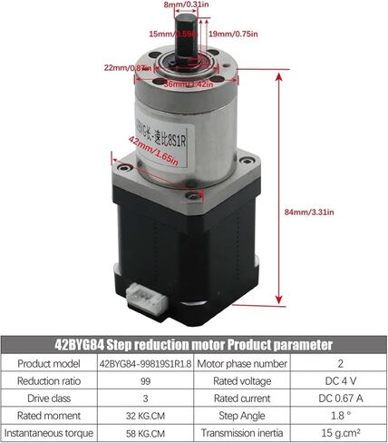 NEMA17 42BYG MICRO HIBRID HYBRID STEPRET مع نسبة 5.18 27 علبة تروس مخفض الكوكب لآلة الدمية (42BYG92-27) in Kuwait