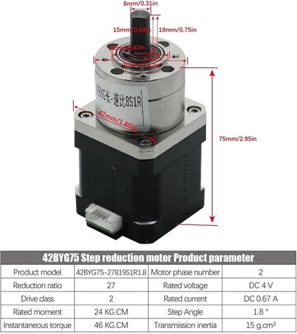 NEMA17 42BYG MICRO HIBRID HYBRID STEPRET مع نسبة 5.18 27 علبة تروس مخفض الكوكب لآلة الدمية (42BYG92-27) in Kuwait