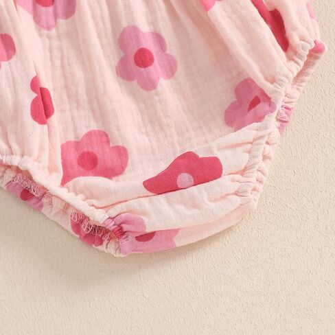 Newborn Baby Girl Summer Clothes Floral Sleeveless Strap Smocked Tank Shirt Top Shorts Headband 3Pcs Outfits Set in Kuwait