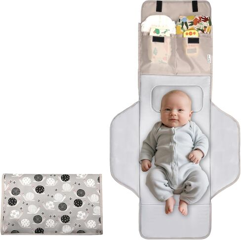 Extra Long Large Lightweight Portable Diaper Changing Mat with Storage Pockets,Swan Waterproof Foldable Travel Changing Pad,On The Go Wipeable Reusable Changing Pad for Car, Diaper Bag (Swan) in Kuwait