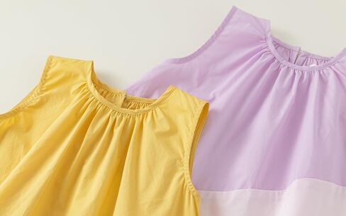 Baby Girls Summer Sleeveless A Line Dress Cotton Color Block Beach Sundress in Kuwait