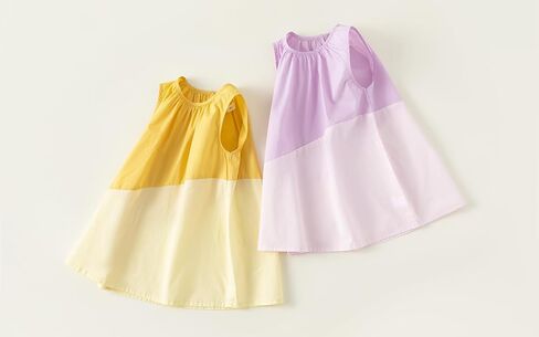 Baby Girls Summer Sleeveless A Line Dress Cotton Color Block Beach Sundress in Kuwait