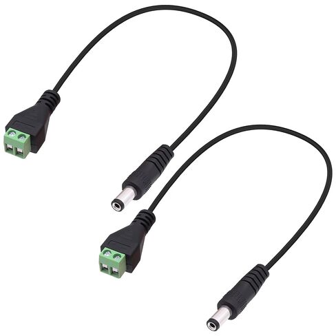 DC 5.5mm x 2.1mm Screw Terminal Block Adapter Power Extension Cable DC Male to 2Pin Solderless Connector Cable Replacement Repair Supply Cord For CCTV Cameras Routers LED Devices-27cm-2Pcs (Male) in Kuwait