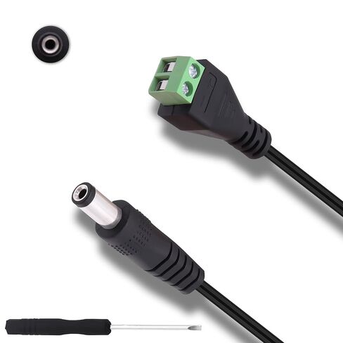 DC 5.5mm x 2.1mm Screw Terminal Block Adapter Power Extension Cable DC Male to 2Pin Solderless Connector Cable Replacement Repair Supply Cord For CCTV Cameras Routers LED Devices-27cm-2Pcs (Male) in Kuwait