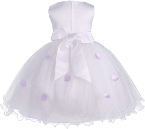 Pink Promise Girl's Baby's White Flower Petals Ruffled Tulle Wedding Dress in Kuwait