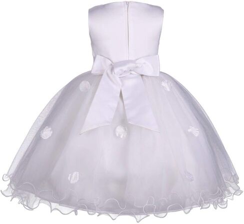 Pink Promise Girl's Baby's White Flower Petals Ruffled Tulle Wedding Dress in Kuwait
