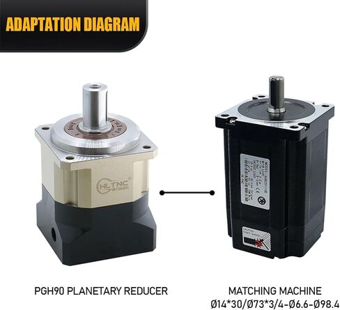 Helical Gearbox PGH90 6Arcmin High Precision Planetary Reducer With 14/19mm Input For Engraver 90ST 750W Servo Motor (Color : 14mm for Nema34, Size : 100 to 1) in Saudi Arabia