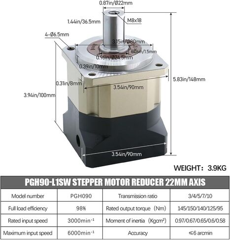 Helical Gearbox PGH90 6Arcmin High Precision Planetary Reducer With 14/19mm Input For Engraver 90ST 750W Servo Motor (Color : 14mm for Nema34, Size : 100 to 1) in Saudi Arabia