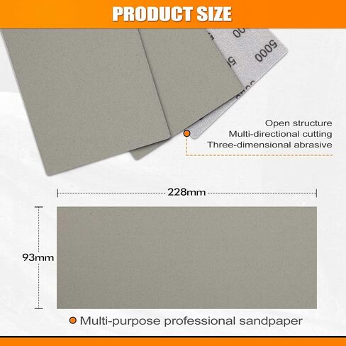 POLIWELL Auto Performance Sandpaper 3 Pack, 3.6 in x 9 in 5000 Grit Clear Coat Polish Sandpaper, Fine Grade Abrasive Sanding Sheet for Wet Polishing Car Detail Scratches, Refined Finishes in Saudi Arabia
