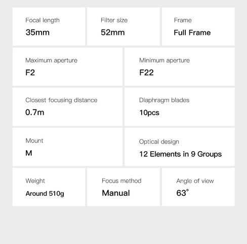 TTArtisan APO M35mm F2 AA Full Frame Large Aperture Manual Lens for Fuji Fujifilm GFX Mount Camera Adapt with Leica M to GFX Mount Lens Adapter in Saudi Arabia