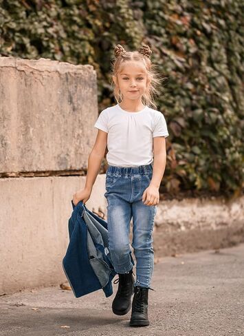 قمصان Poroka مكونة من 4 قطع من القطن بأكمام قصيرة وأكمام منتفخة للأطفال البنات ورقبة دائرية وأكمام قصيرة للأطفال in Kuwait