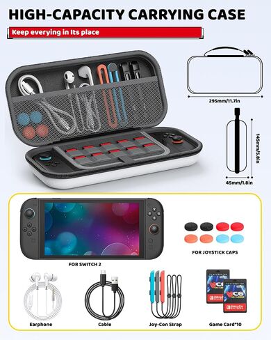 Switch Slim Case for Nintendo Switch 2 (2025)/Nintendo Switch/OLED, Hard Shell Carry Case with Soft Lining, 10 Card Slots, Durable Ballistic Nylon, Soft Silicone Handle, Nintendo Switch2 in Saudi Arabia