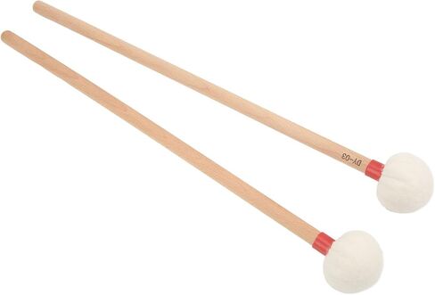 2pcs Mallet Mallet شعرت برأس مجموعة مقبض خشبي طقم لسهولة الإيقاع (黄色) in Kuwait