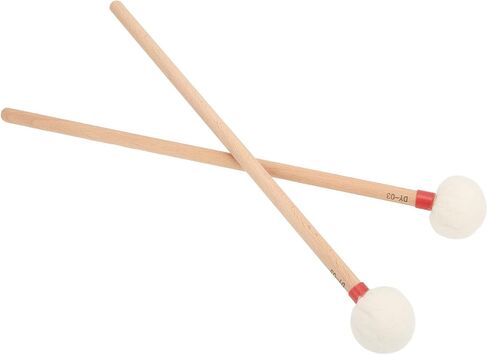 2pcs Mallet Mallet شعرت برأس مجموعة مقبض خشبي طقم لسهولة الإيقاع (黄色) in Kuwait