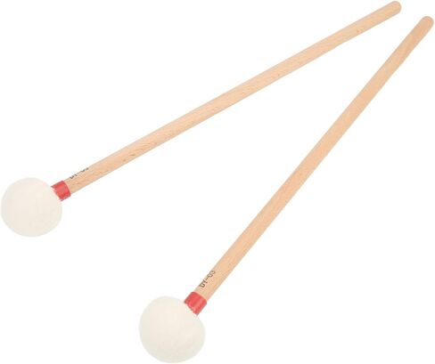 2pcs Mallet Mallet شعرت برأس مجموعة مقبض خشبي طقم لسهولة الإيقاع (黄色) in Kuwait