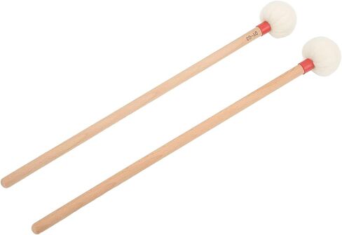 2pcs Mallet Mallet شعرت برأس مجموعة مقبض خشبي طقم لسهولة الإيقاع (黄色) in Kuwait
