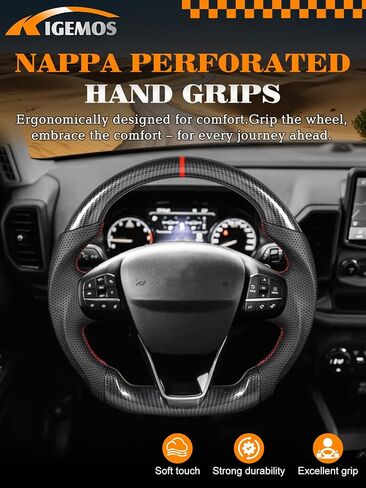 عجلة القيادة لـ Bronco Sport 2021-2025 Hydro-dip Carbon Carbon Wheel Deacing D مع Nappa مثقبة لليد قبضة يدوية مثقبة للقاعدة/Big Bend/Badlands/Outer Banks in Kuwait