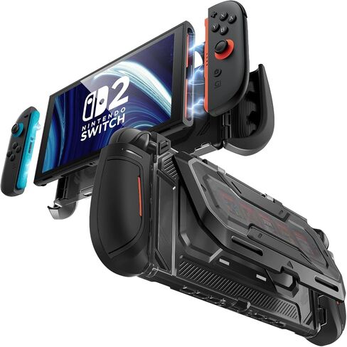 Mumba Dockable for Nintendo Switch 2 Case with Flip Stand, [Titan] Ergonomic Switch 2 Grip Protective Cover Holds 5 Game Cards & 2 TF Cards TPU Accessories and Quick-Release Joy-Con Design(Black) in Saudi Arabia