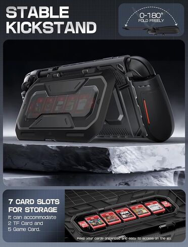 Mumba Dockable for Nintendo Switch 2 Case with Flip Stand, [Titan] Ergonomic Switch 2 Grip Protective Cover Holds 5 Game Cards & 2 TF Cards TPU Accessories and Quick-Release Joy-Con Design(Black) in Saudi Arabia
