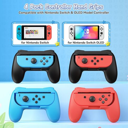 Fastsnail 4 Gips Grips for Nintendo Switch 2 (2025) لـ Joy-Con 2 ، مقاومة للارتداء ومضادة للانزلاق ، مقبض مقبض ، إكسسوارات حامل التبديل لـ NS2 JoyCon2 (أسود ، أسود ، أحمر ، أزرق) in Saudi Arabia