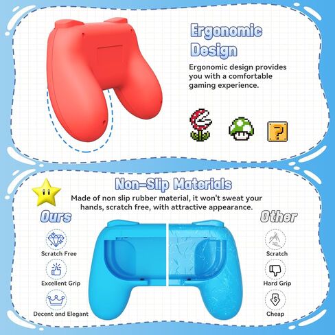 Fastsnail 4 Gips Grips for Nintendo Switch 2 (2025) لـ Joy-Con 2 ، مقاومة للارتداء ومضادة للانزلاق ، مقبض مقبض ، إكسسوارات حامل التبديل لـ NS2 JoyCon2 (أسود ، أسود ، أحمر ، أزرق) in Saudi Arabia