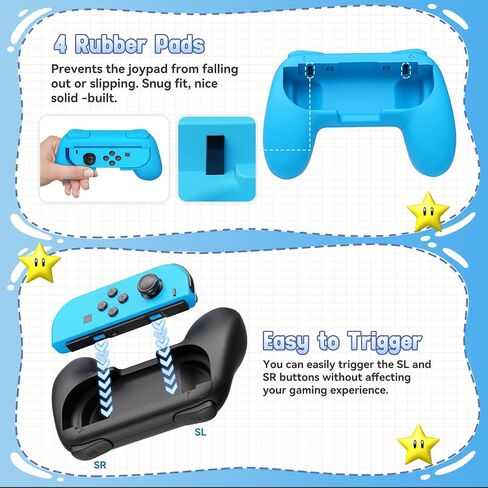 Fastsnail 4 Gips Grips for Nintendo Switch 2 (2025) لـ Joy-Con 2 ، مقاومة للارتداء ومضادة للانزلاق ، مقبض مقبض ، إكسسوارات حامل التبديل لـ NS2 JoyCon2 (أسود ، أسود ، أحمر ، أزرق) in Saudi Arabia