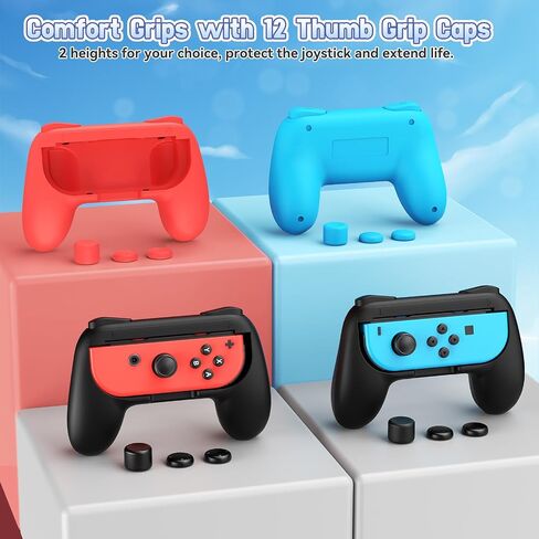 Fastsnail 4 Gips Grips for Nintendo Switch 2 (2025) لـ Joy-Con 2 ، مقاومة للارتداء ومضادة للانزلاق ، مقبض مقبض ، إكسسوارات حامل التبديل لـ NS2 JoyCon2 (أسود ، أسود ، أحمر ، أزرق) in Saudi Arabia
